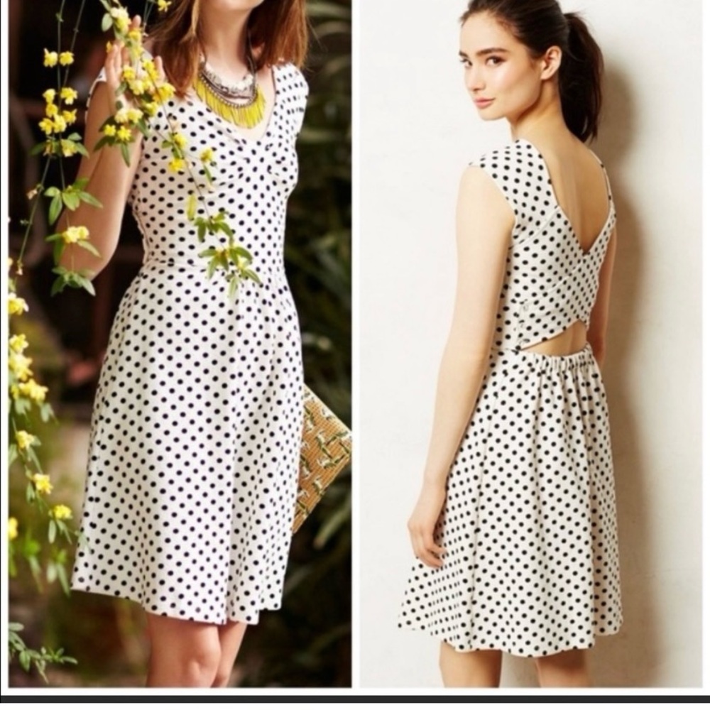 Anthropologie Black and White polka dot Dress